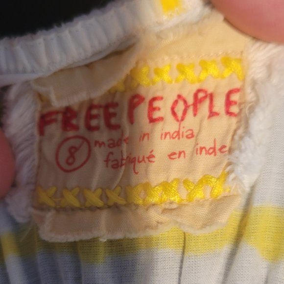 Free People Yellow White Striped Cami Tank with Drawstring NWT - Picture 6 of 6